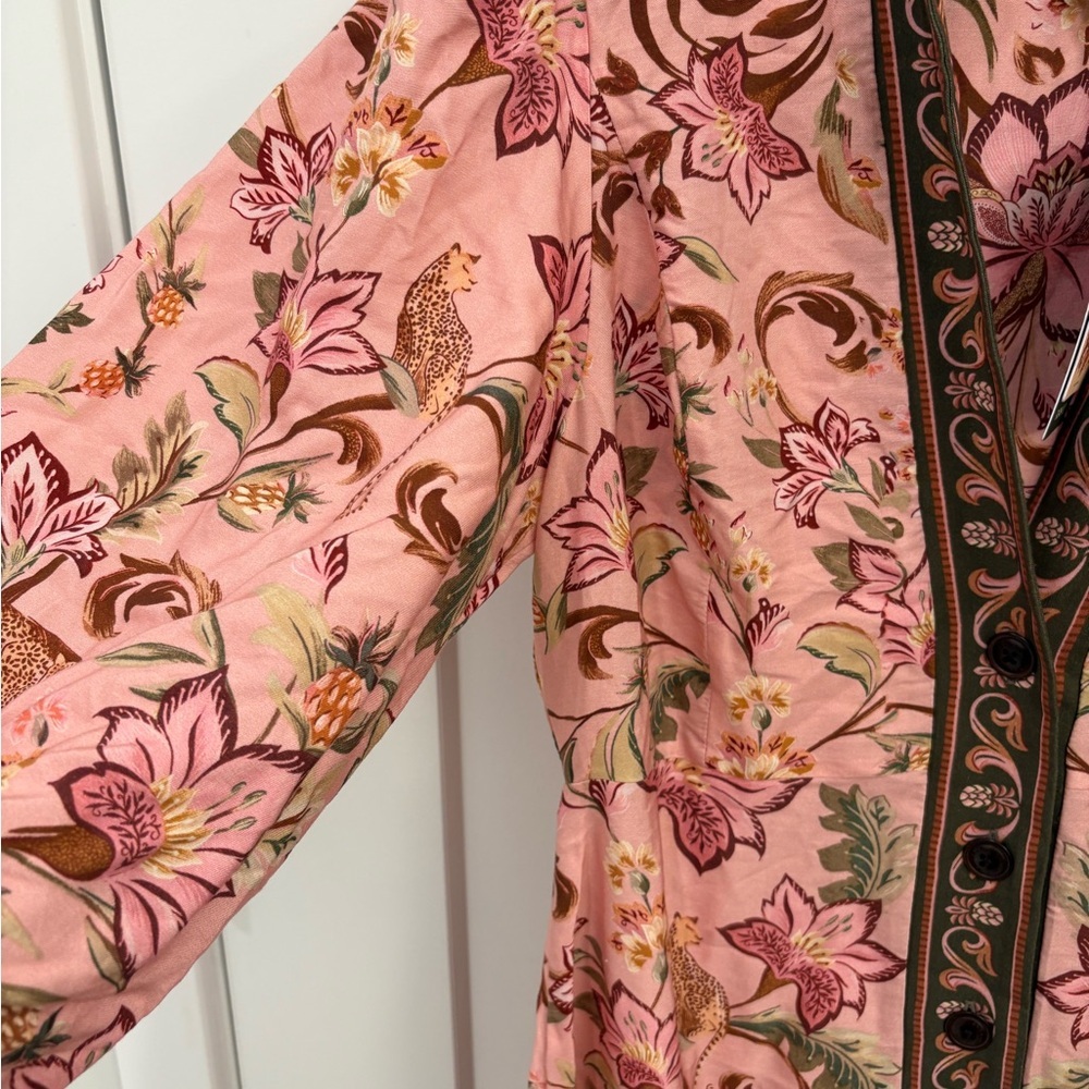 Farm Rio x Barbour Alice Floral Leopard Maxi Dress Size Medium - Picture 7 of 16